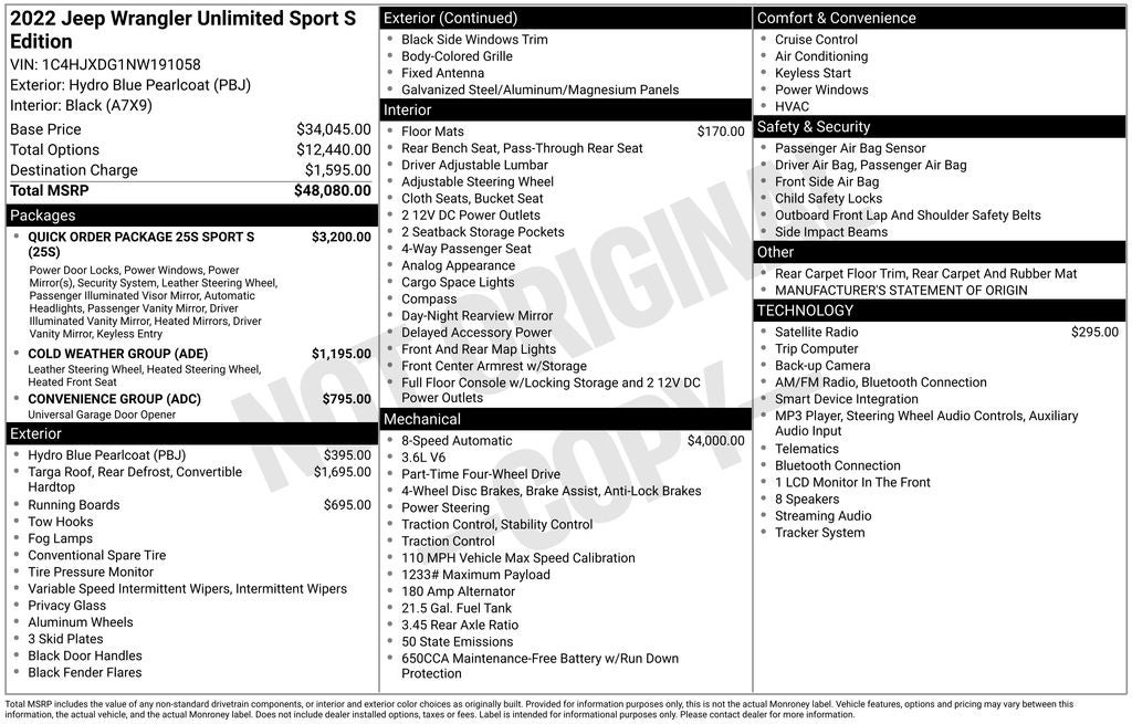 2022 Jeep Wrangler Unlimited Sport S
