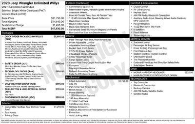 2020 Jeep Wrangler Unlimited Willys