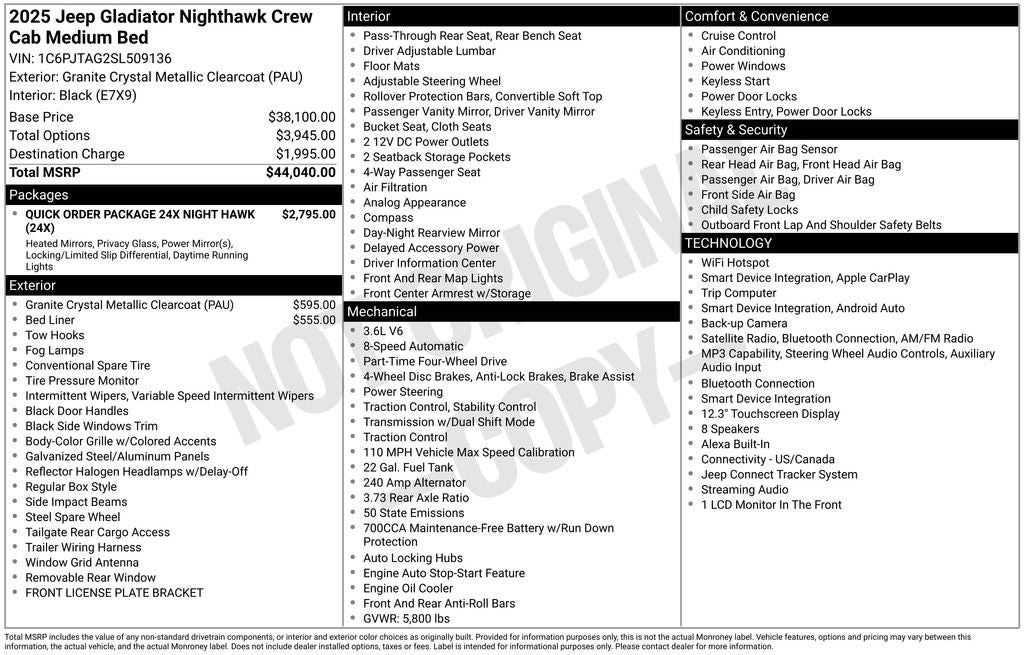 2025 Jeep Gladiator Nighthawk