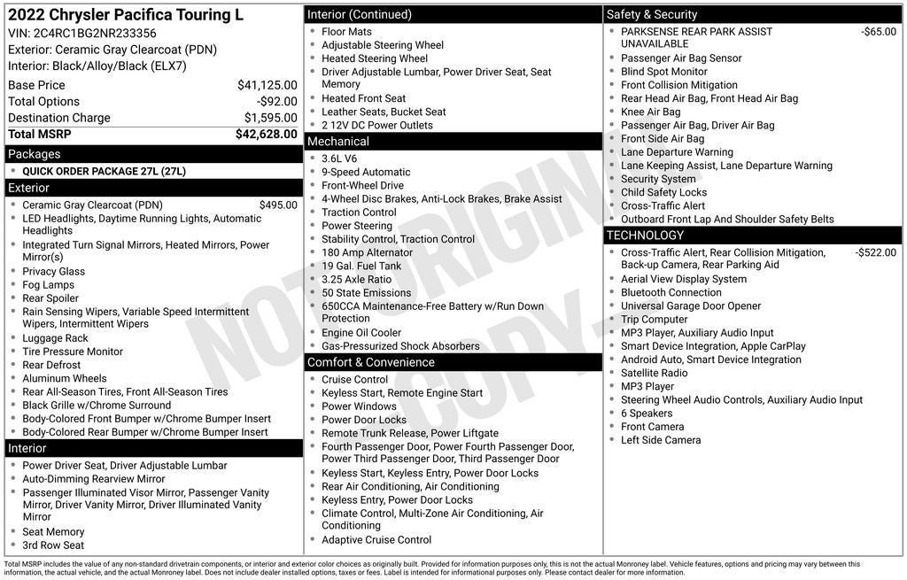 2022 Chrysler Pacifica Touring L