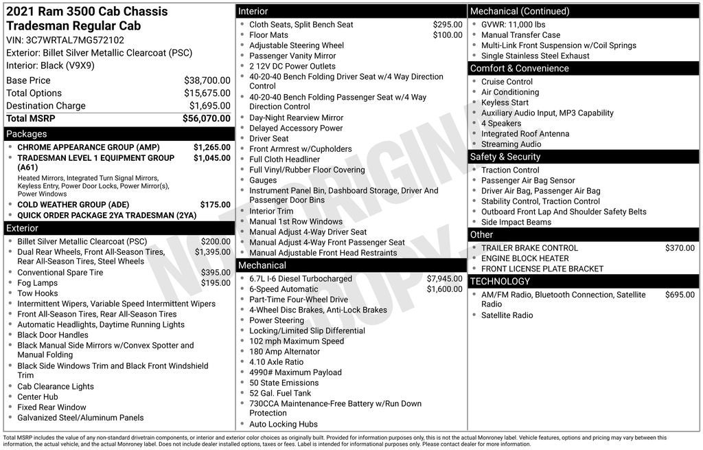 2021 RAM 3500 Tradesman
