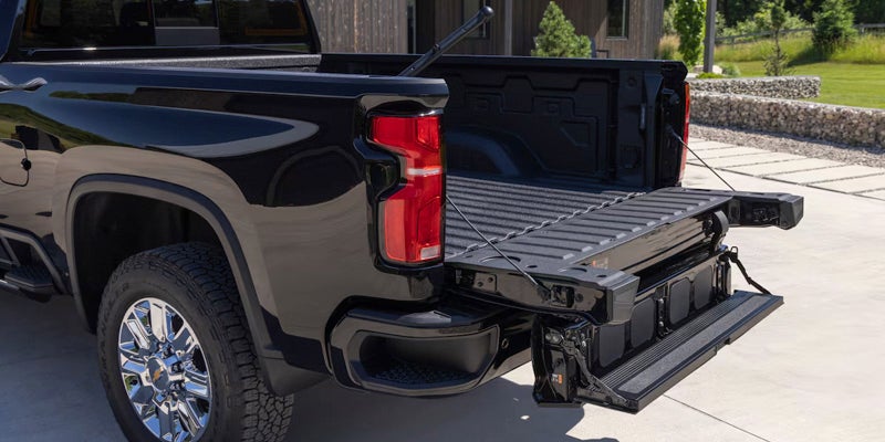 2025 Chevy Silverado 1500 with tailgate open
