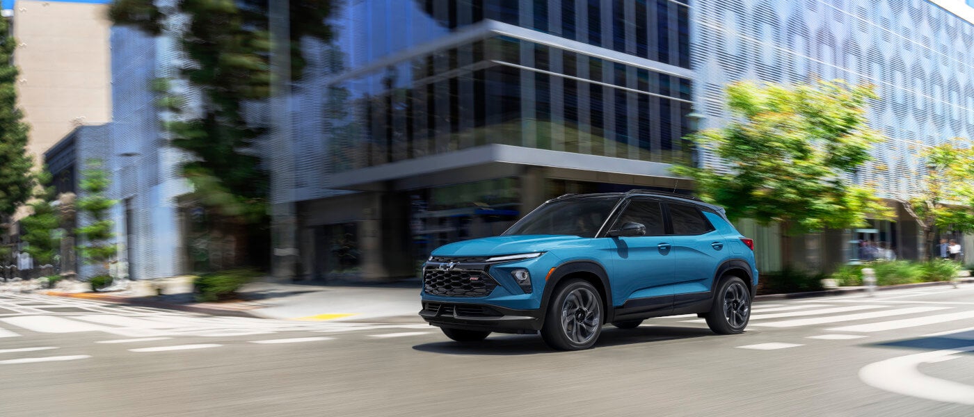 2025 Chevy Trailblazer driving fast in the city