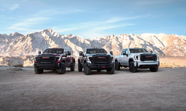 2025 GMC Sierra 2500 HD lineup in the desert