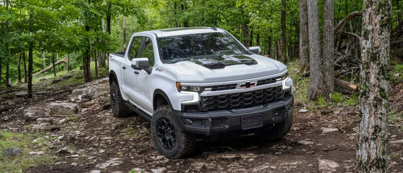2026 Chevy Silverado 1500 parked in the forest