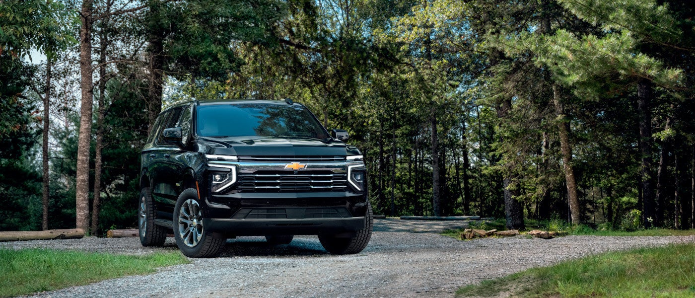 2026 Chevy Tahoe parked in forest
