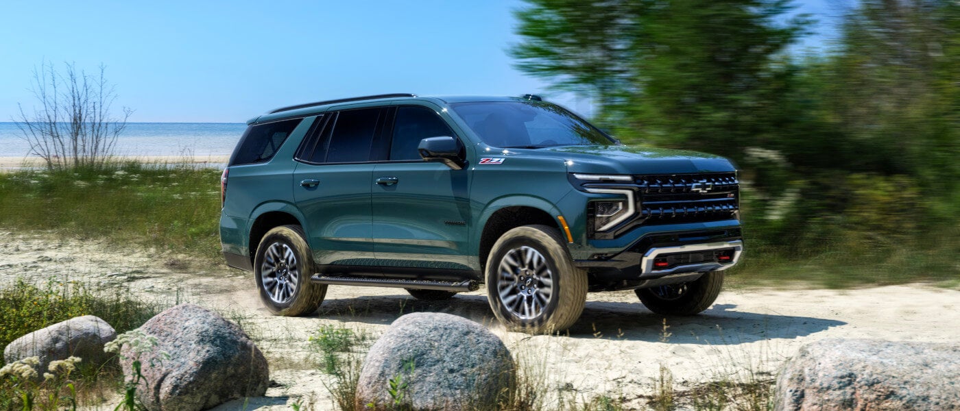 2026 Chevy Tahoe offroading by lake