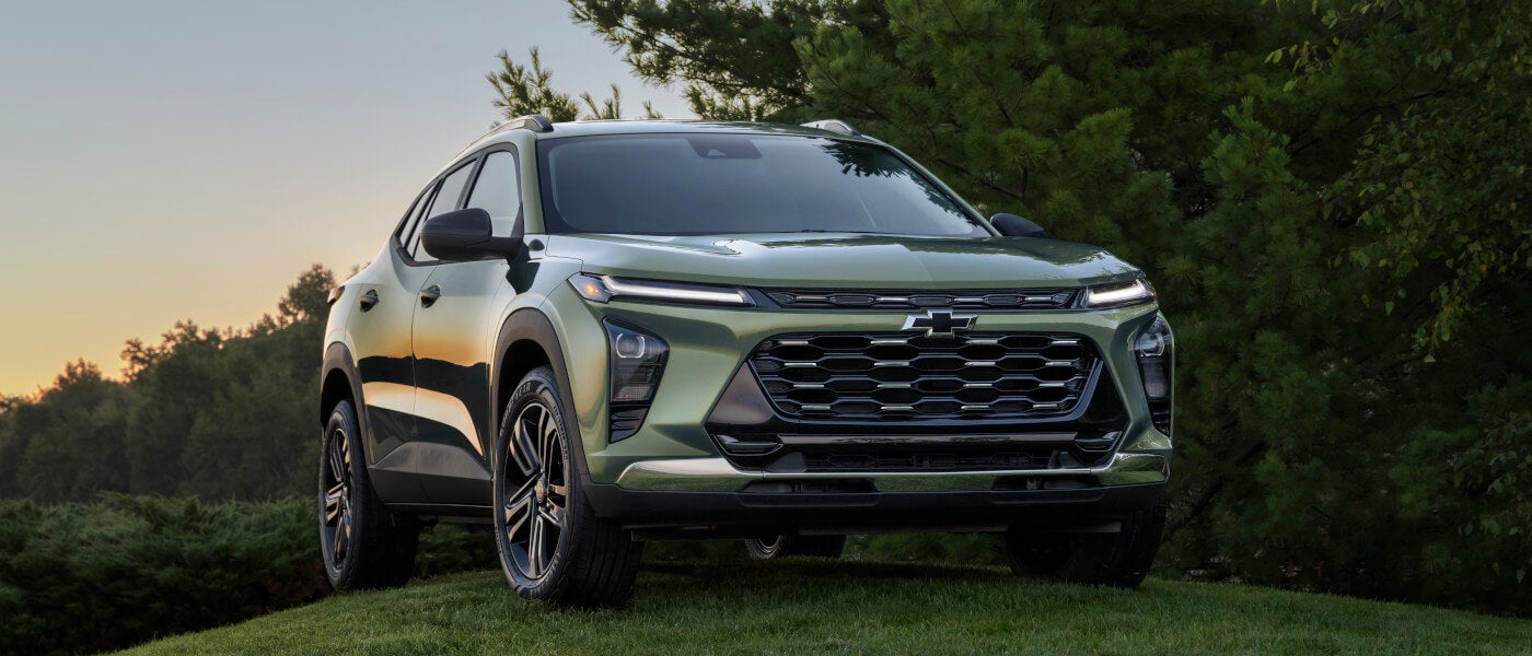 2026 Chevy Trax parked on a grassy hill