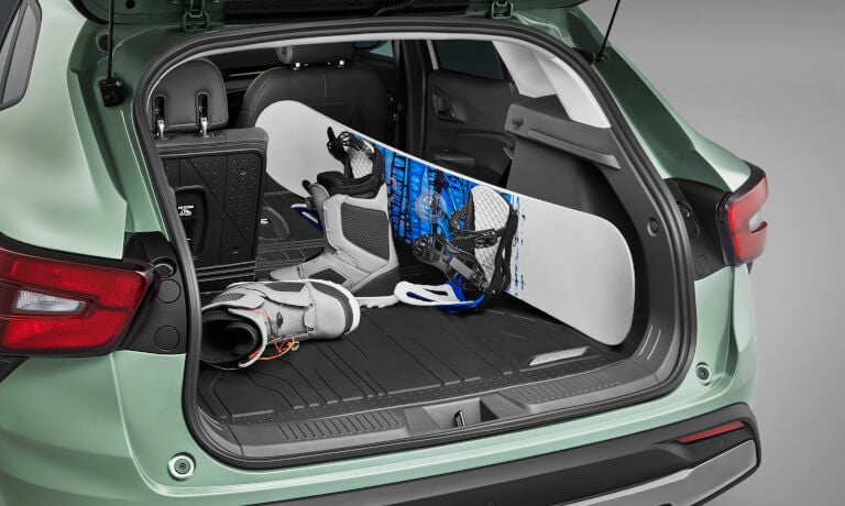 2026 Chevy Trax cargo space with snowboard